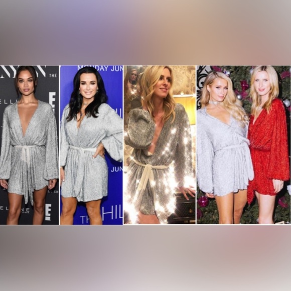 ROTATE Birger Christensen Sliver Sequin Wrap Minidress US 10 NWT 420$ - Picture 12 of 12